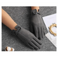 Elegant Black Women's Winter Bow Warm Outdoor Gloves