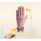Elegant Black Women's Winter Bow Warm Outdoor Gloves