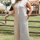 Gray Stripe Plus Size Color Block Buttoned Sleeveless Wide Leg Jumpsuit