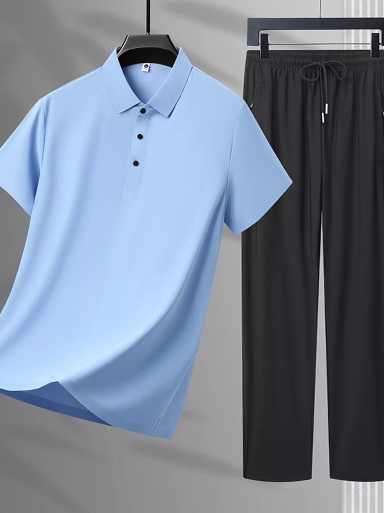 Men's Plus Size Button Polo and Pants Set