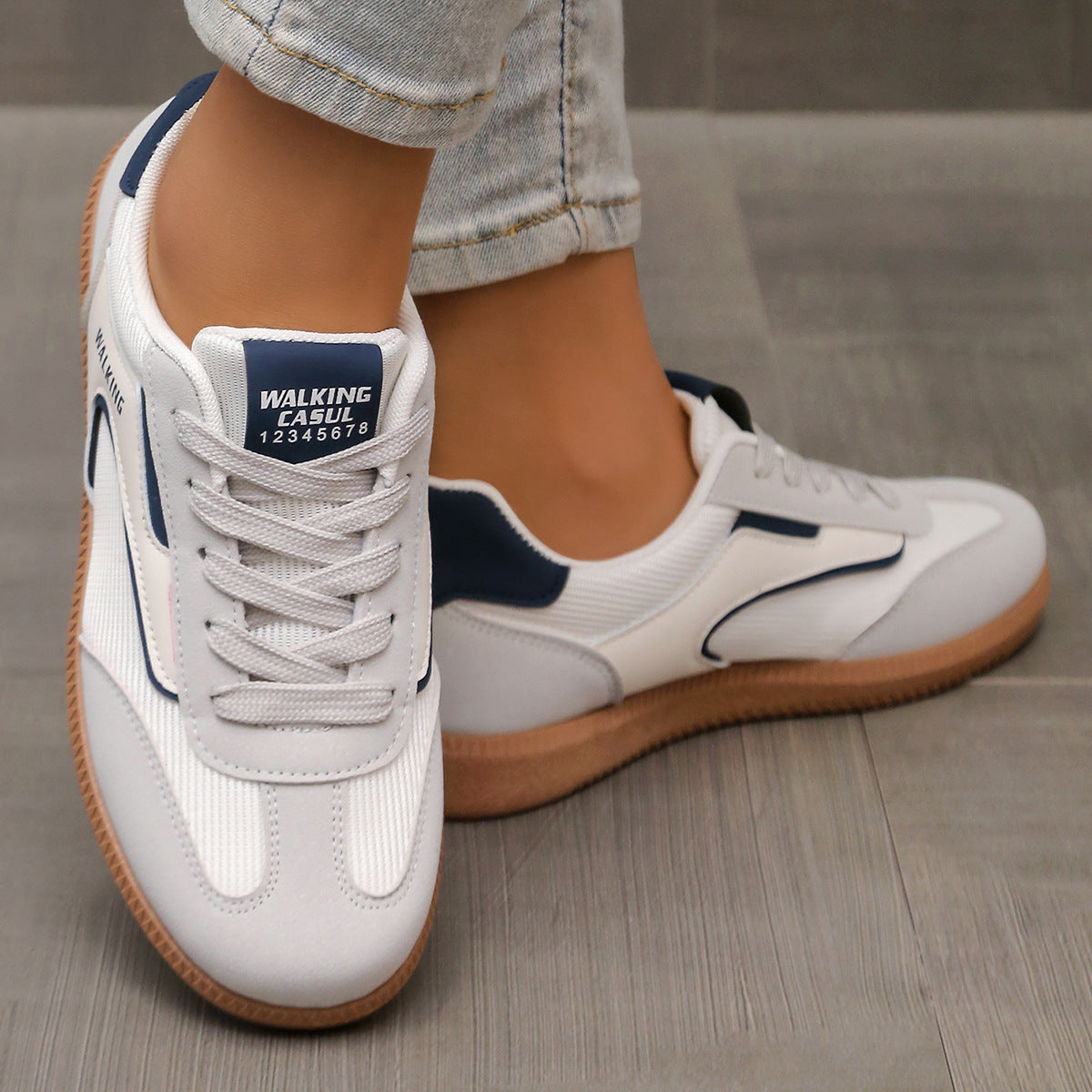 Lace Up Round Toe Casual Sneakers for Women