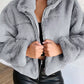 Plus Size Faux Fur Cropped Zip Up Jacket