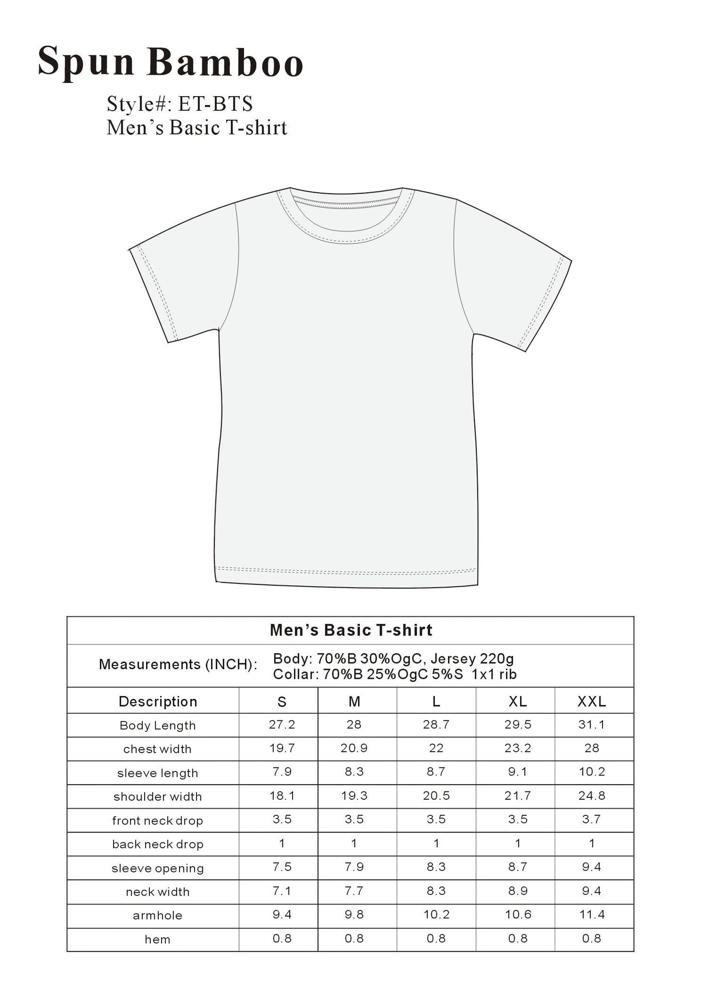 Men's Bamboo Viscose Organic Cotton Classic T Shirt